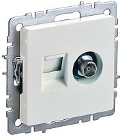 Розетка RJ45+TV Оконечная без рамки IEK Brite РТВ/РК12-БрЖ 2-м. жемчуг картинка